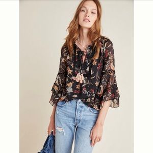 ❗️SALE❗️ Anthropologie Meave Odette Floral Peasant Blouse size XXS